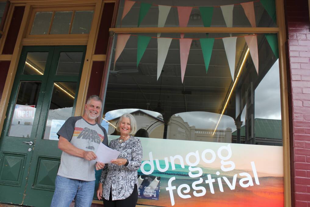 PLANNING: Two of the directors of Dungog Arts Foundation Matthew Coxhill and Philippa Graham are all smiles for the future plans on the agenda for the 2018 Dungog Festival which promises to have something to appeal for any age.