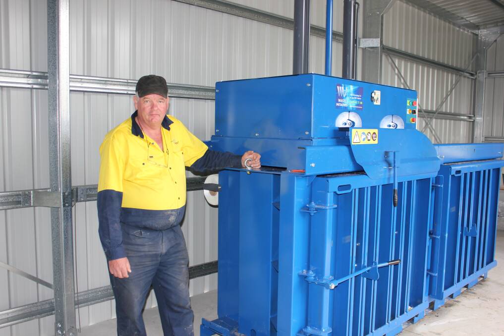 NEW: John Gore and the baler at the Dungog waste facility.