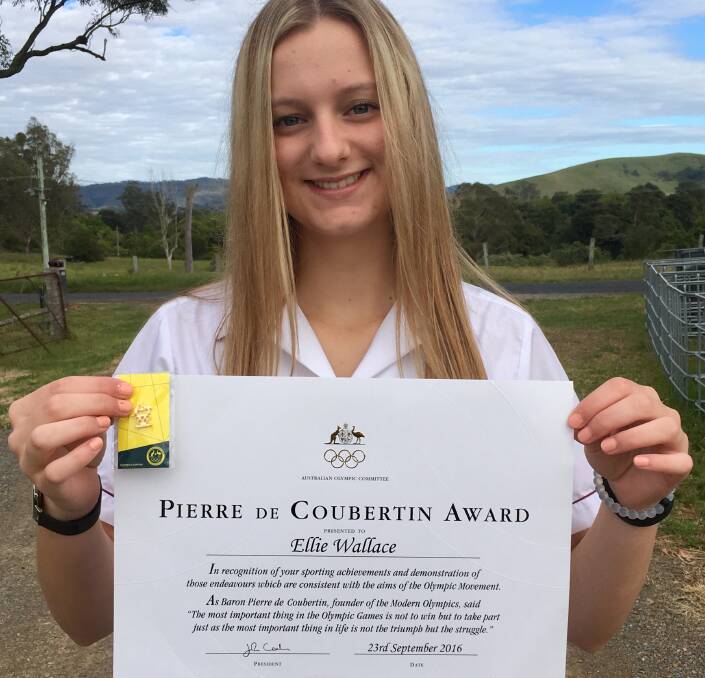 SPIRIT: Year 11 Dungog High student Ellie Wallace embodies the Olympic Spirit and has been recognised by the Australian Olympic Committee with a Pierre de Coubertin Award.
