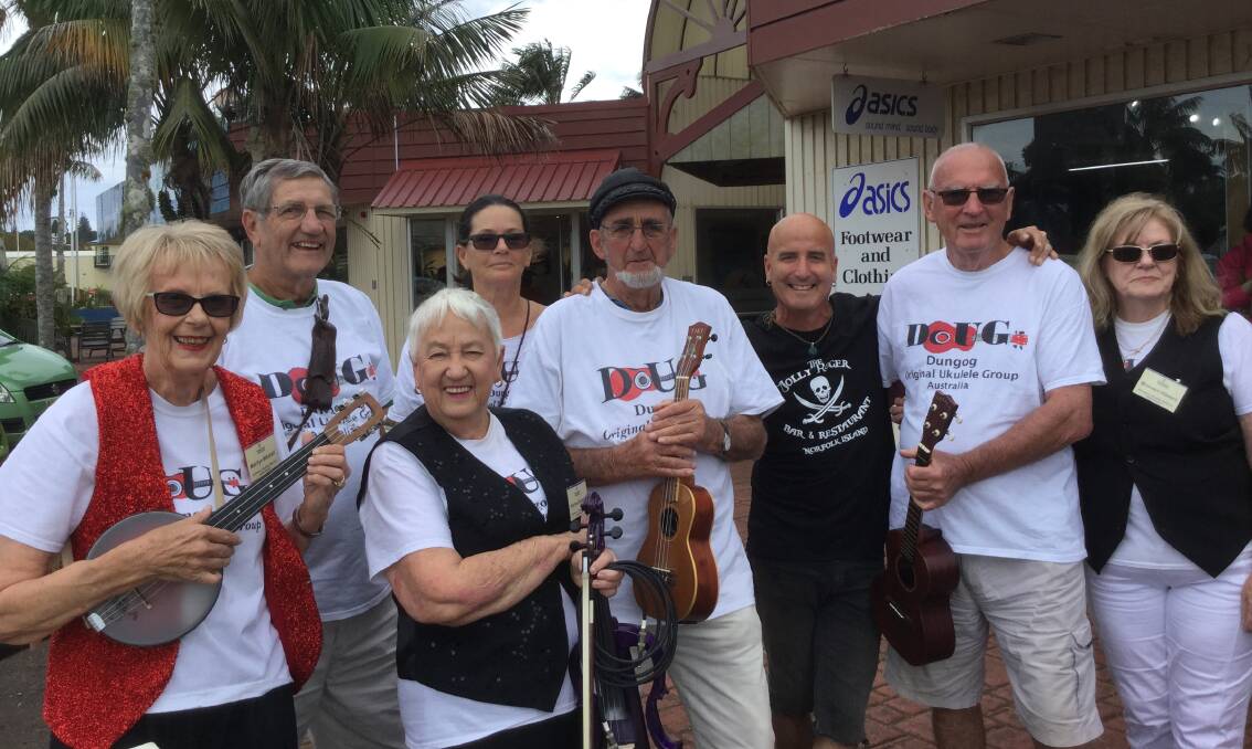 ON TOUR: The musicians were all smiles on Norfolk Island.
