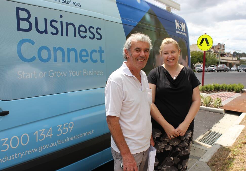 ADVICE: Allen Shrimpton from AS Driver Training had a chat with Jelinda Millgate from the Business Bus when it stopped in Dowling Street last week.