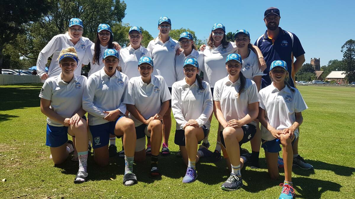 RUNNERS UP: The Hunter open girls cricket team with coach Peter Hosking fell at the final hurdle in Thursday's CHS Championship final.