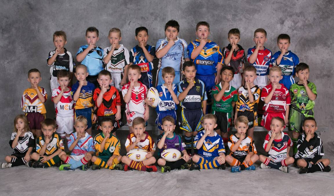 SHOOSH: Players from each of the teams in the Maitland and Newcastle Junior Rugby Leagues send out the message #ShooshForKids.