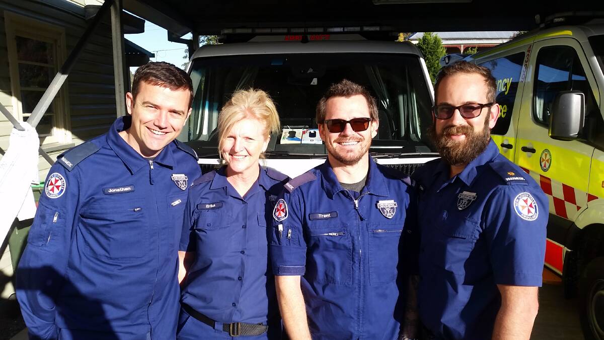 Stroud paramedics Jonothan Drake, Erika Boutillier and Trent Crosdale have joined station officer Drew Humfrey in Stroud.
