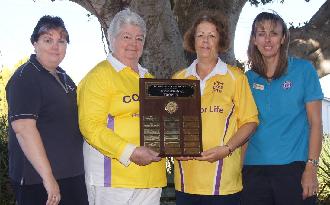 WINNERS: Creative Crafts and Fabrics owner Carol-Ann Cummings, Dungog Relay for Life organisers Margaret Jones and Lyn Moseley and Lara Aged Care lifestyle co-ordinator Annmaree Rooke. 