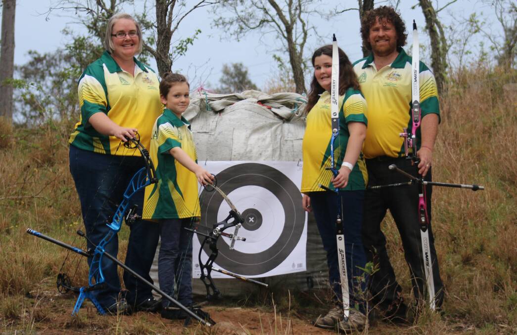 AIM: Debbie, Patrick, Rose and Paul Innes are off to the World Field Archery Championships on September 26. Picture: Supplied.