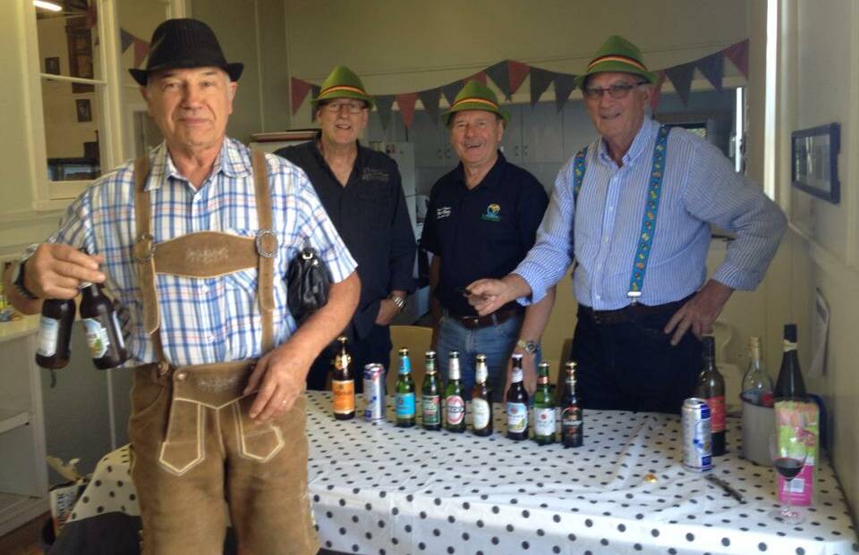 FESTIVE: Geoffrey Berry, John Staker, Karl Rudak and Joe Aug at a previous Oktoberfest event at Wallarobba Memorial Hall. Picture: Supplied.
