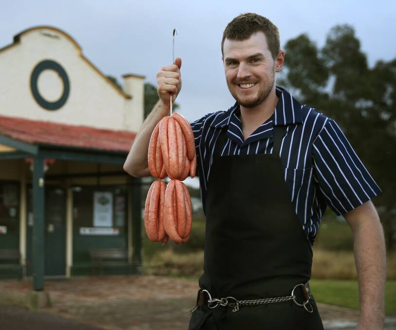 SNAGS: Clarence Town butcher Ethan Patfield competed at the NSW Sausage King Competition in Bathurst on Saturday. Picture: Marina Neil