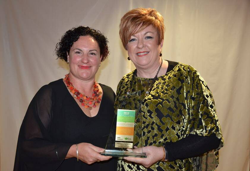 A Country Affair owned by Ann Dillon (right) was named the best of the best at the Dungog District Chamber of Commerce business awards in May. The trophy for Overall Business Excellence was presented to Ann by sponsor, the Dungog Chronicle's, advertising consultant Bernadette Gallagher