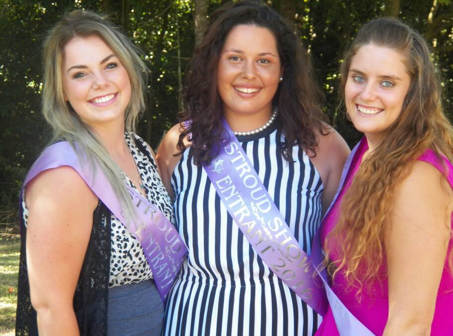 THREE ENTRANTS: Vying for the Miss Stroud Showgirl are entrants Stacey Kedwell, Chloe Hutchinson and Hannah Baldwin