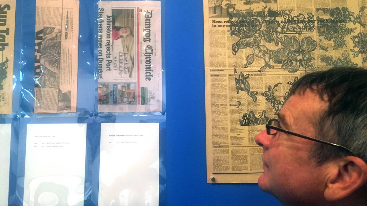 ON EXHIBITION: Brian Doherty and the Dungog Chronicle cover on display at the University of Queensland Art Museum