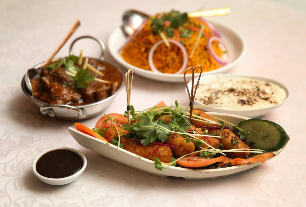 FULL TABLE: Kaju kebab, goat curry, beef biryani and raita yoghurt