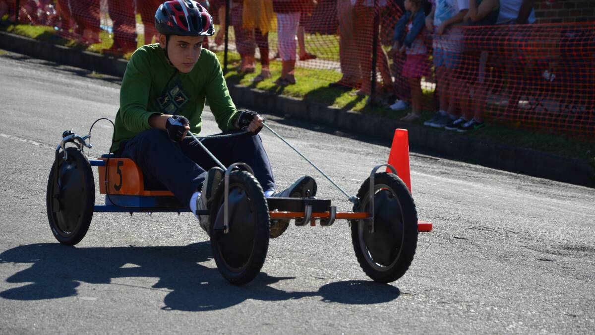 It was downhill all the way for Angus Atchison at the billy cart derby held in Gresford on Saturday