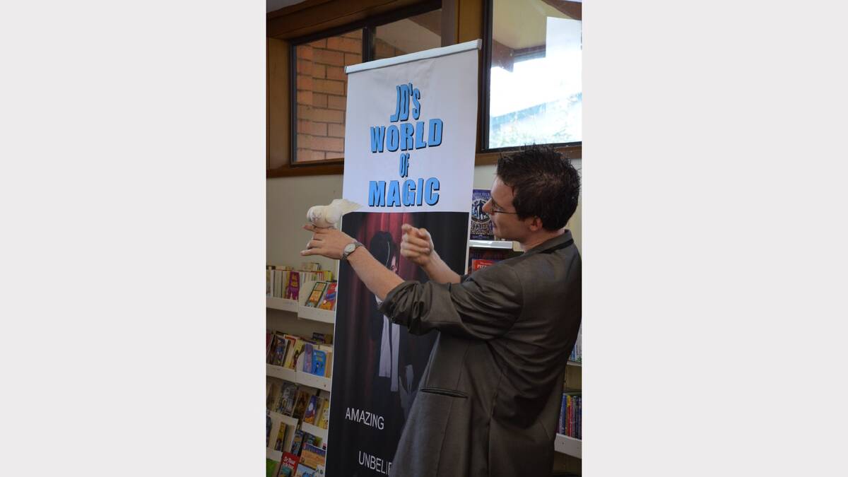 Magician Joel Howlett performing at Dungog Library on Wednesday