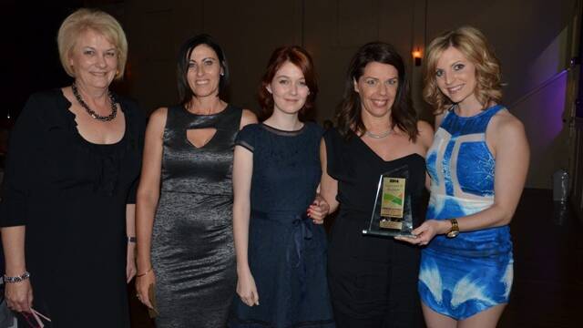 Jane Thomson from Addison Partners presented Shine Hair and Beauty with the Chamber Members’s award. Pictured are Katrina Brown, Zoe Butler, Lisa Lambert-Smith and Tamara Lye.