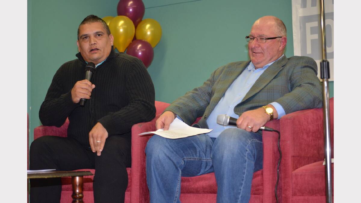 Owen Craigie and Keith Onslow at the Alex McKinnon fundraising event at Dungog RSL Club on Friday night.