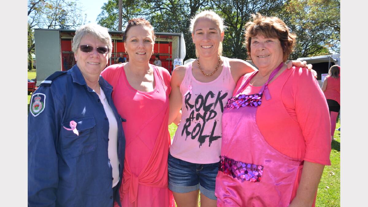 Breast cancer survivors Margaret Bystersky and  (third from left) Bianca Griffiths with event organisers Del-Marie Brown and Debbie White