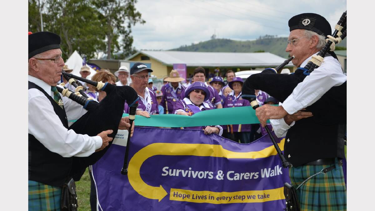The face of the Dungog Shire Relay for Life Erica Studdert cuts the ribbon to start off the survivors and carers walk