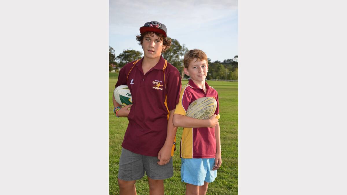 Dungog Junior Rugby League Football Club players Hunta Saunders and Oliver Pritchard.