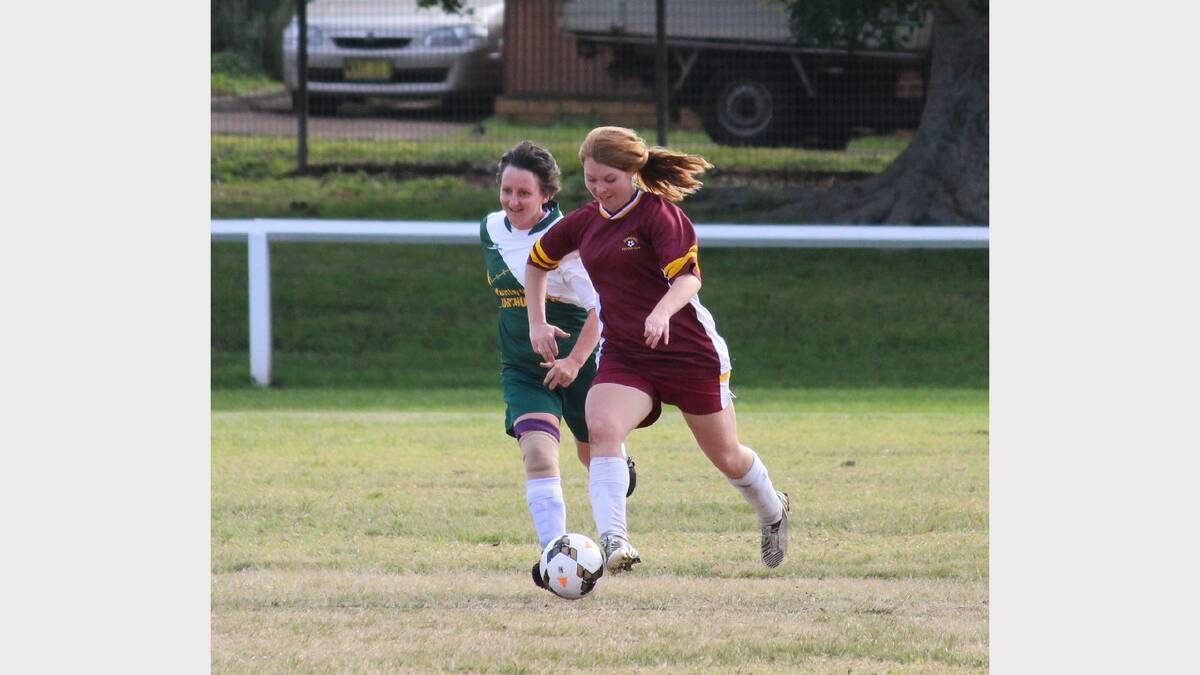 Dungog all-age ladies soccer team in action on Saturday