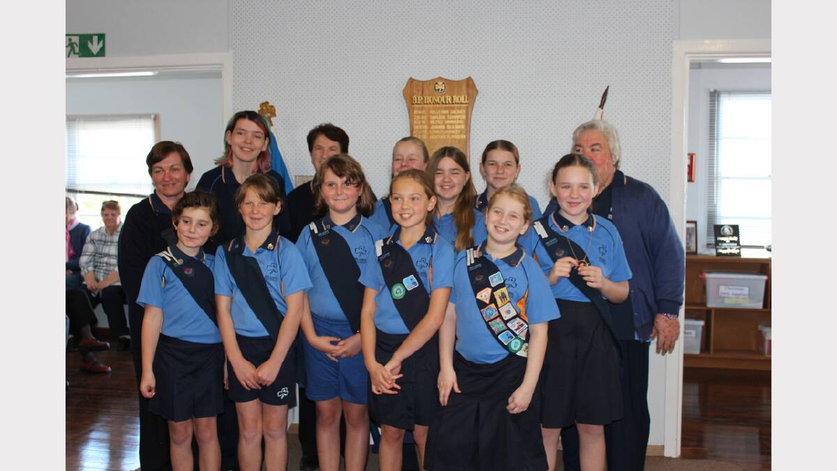 Dungog Girl Guide members, back, leader Sarah Turner, Jenna’Lea Turner, district manager Pat Simmons, Charlee Lean, Aimee Turner, Emma Turner, unit helper Kay Edwards; front, Kaley North, Elisaah Rumbel, Cianna North, Eve Rumbel, Emily Gibson and Molly Grant.