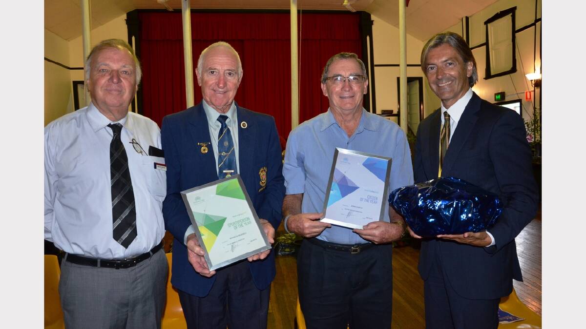 Dungog mayor Harold Johnston, sports award winner Ken Russell, Citizen of the Year John Copus and Australia Day ambassador George Ellis