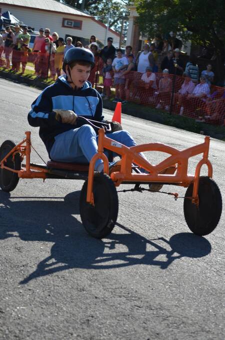 It was downhill all the way for Lachlan Bendich from Sydney at the billy cart derby held in Gresford on Saturday
