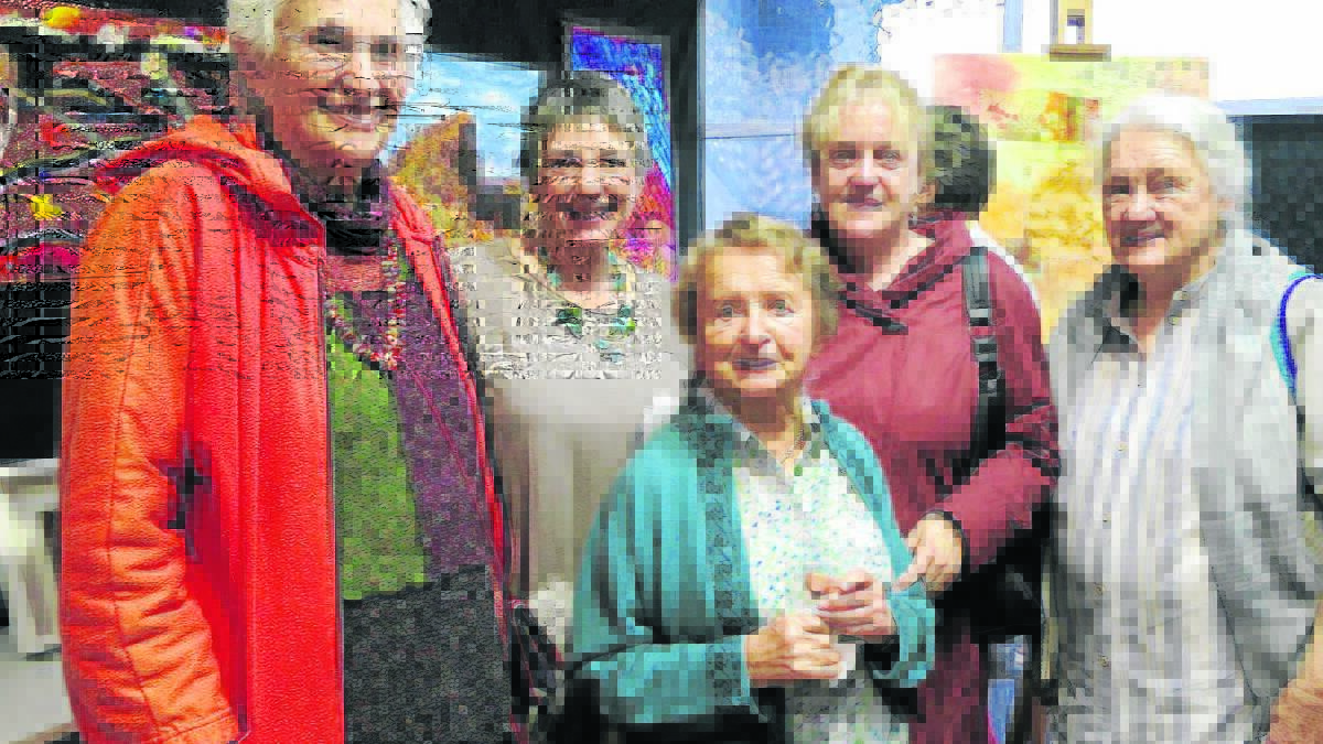 Growth Rings: Dungog Arts Society members Toby Solomon, Liz Aldis, Marilyn Rudak, Wendy Graham and Pamela Priday at the opening event.
