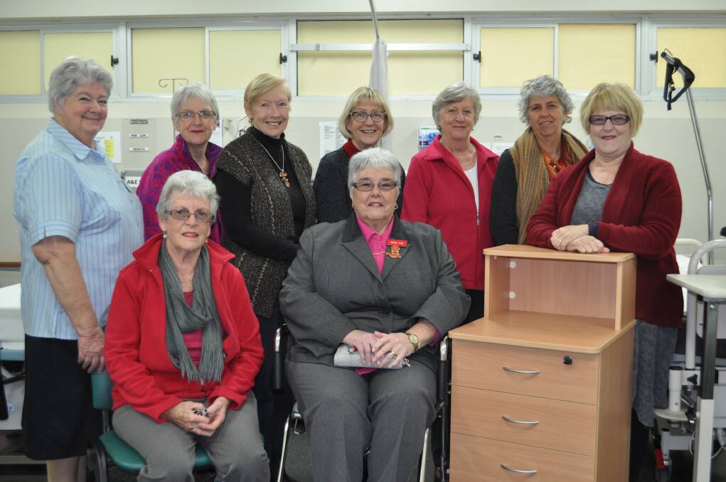 Margaret Jones from Dungog Hospital with some of the United Hospital Auxiliaries Dungog branch members Lyn Lovegrove, Bronwyn Gorton, Deirdre Briscombe, Judy Atkins, Meri Greig, Bev Irwin; front, Fay Smith and Ronda Tyne. 