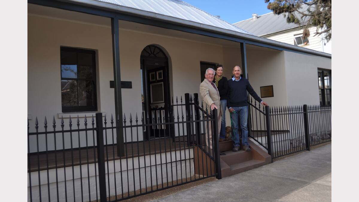Architect Erich Kladnig with owners Maria and Marc Francisci outside their restored and renovated building in Dungog’s main street.