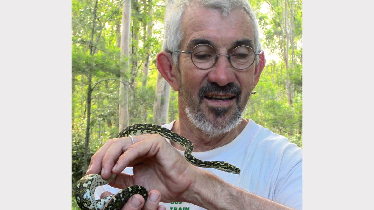 Ken with a diamond python in the bush