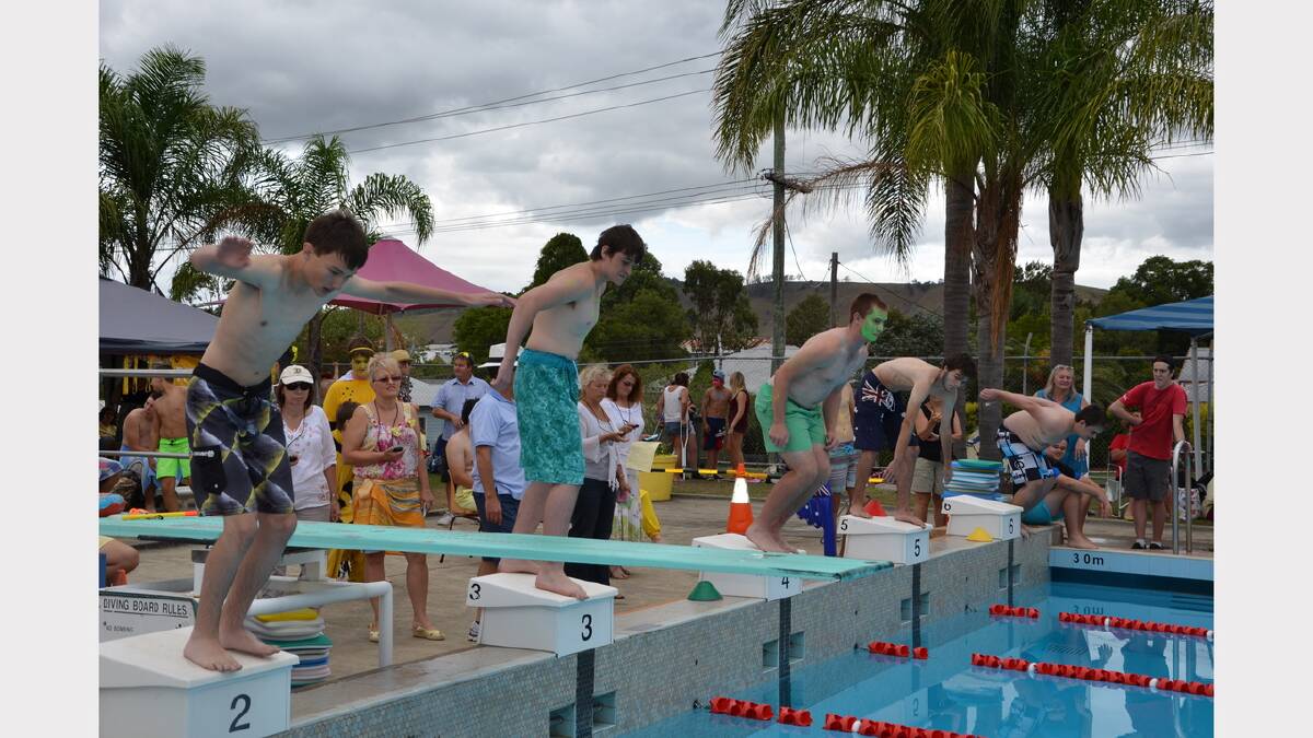 Swimming action at Dungog High School's swimming carnival on Thursday