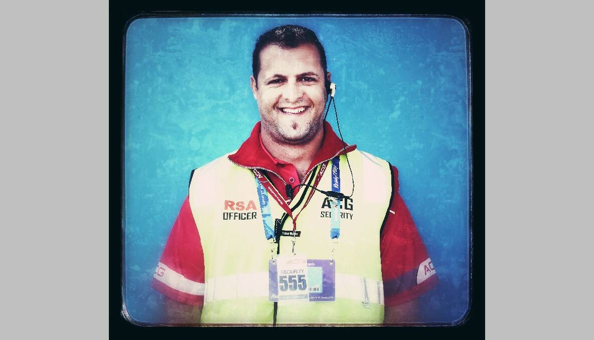 Security guard Tony Jriege, 37, from Melbourne attends the 2013 Australian Open. Photo by Marianna Massey/Getty Images