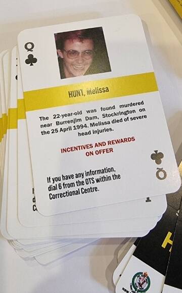 The face of cold case murder victim Melissa Hunt is among those from the Hunter who feature in a new deck of playing cards being introduced to NSW prisons. Picture: Supplied