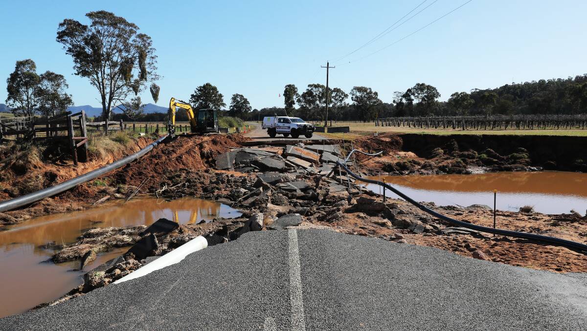 Destroyed section of Broke Road. Picture: Peter Lorimer