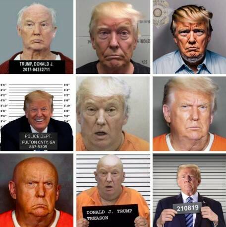 A series of AI generated "mug shots" of former US president Donald Trump. Pictures supplied