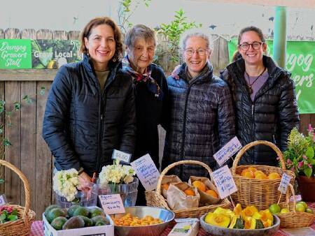 Dungog Grower's Stall is run by volunteers like (from left) Olivia Sophia, Joyce Byron, Anne Boyden and Sam Bean. File picture