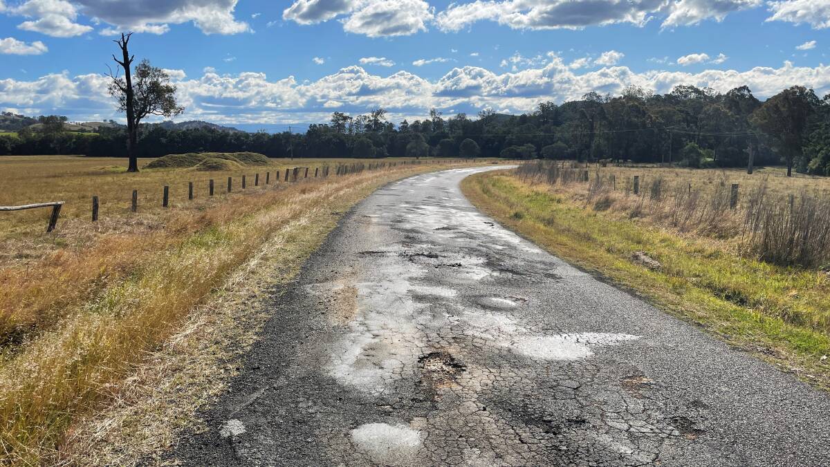 POTHOLES: Dungog's roads are getting worse after months of rain resulted in more potholes. Picture: Angus Michie