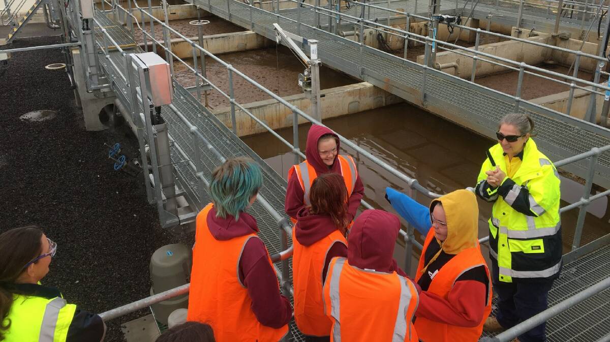 STEM: Girls in Dungog High School went to Dungog Waste Water and Water Treatment plants as a part of the HunterWISE Outreach program. Picture: Supplied