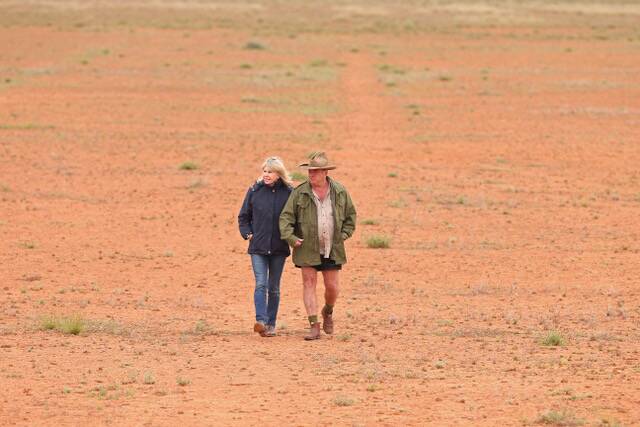 Sandy Hiddins and Les Hiddins in Central Australia exploring the Dutch colonies. Picture: supplied by Leslie Hiddins.