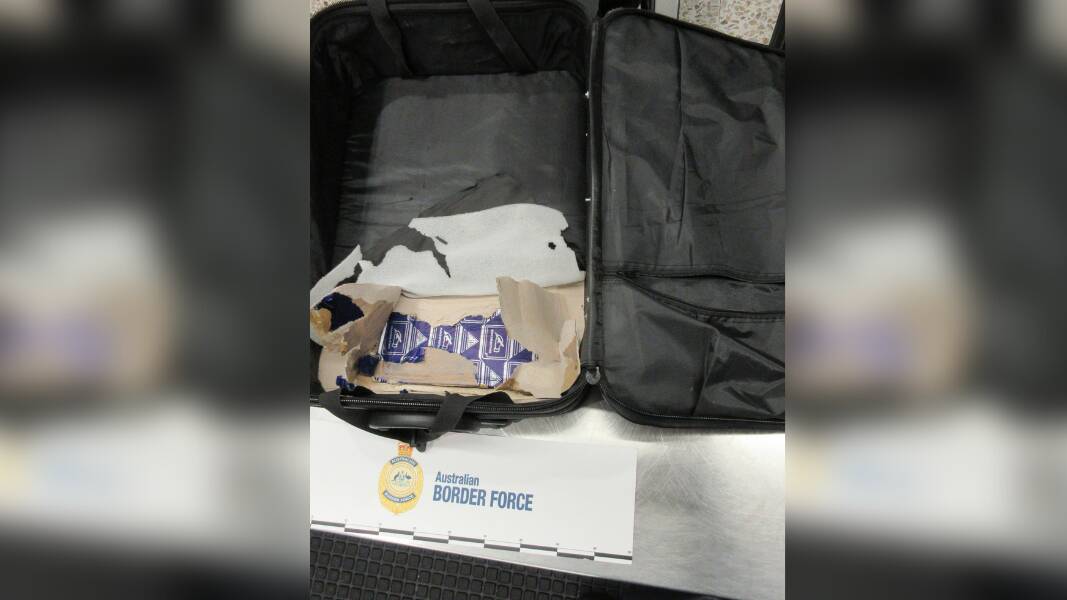 White powder was allegedly found in his suitcase lining. Picture by ABF