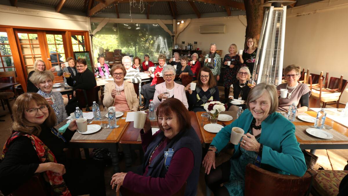 Cheers: Raising a cuppa in celebration of 75 years are members from CWA Paterson at the branch's 75th birthday celebrations at Maddies of Bolwarra. Pictures: Simone De Peak 