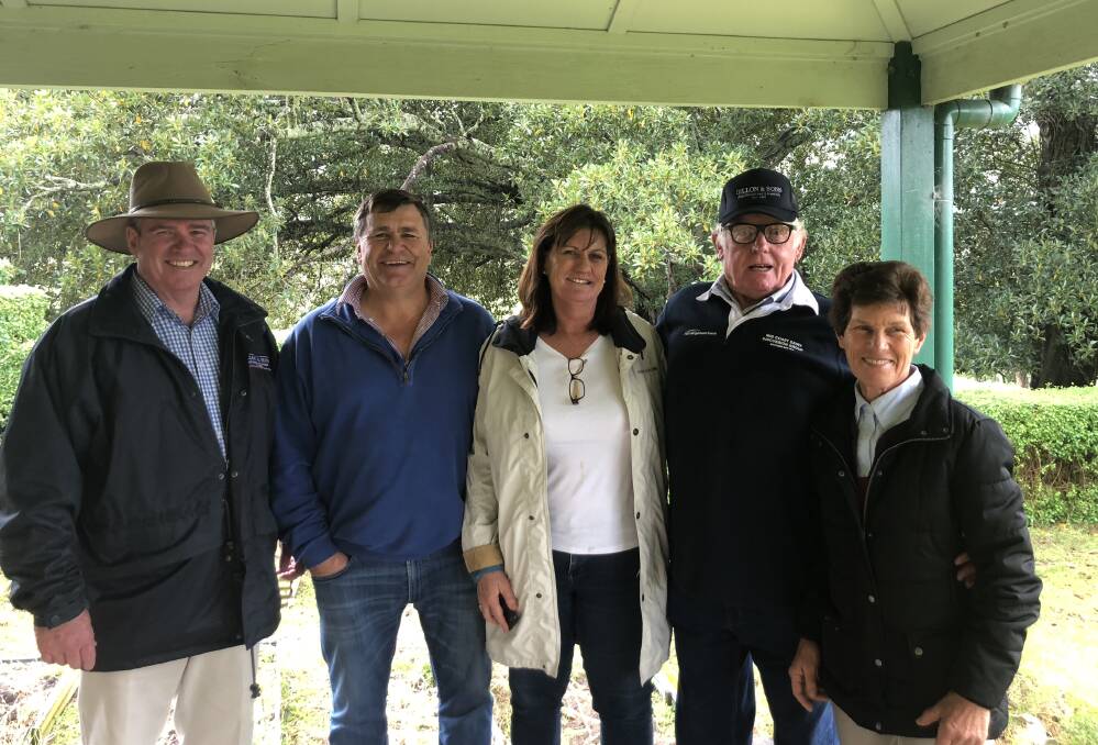 SOLD: Paddy Dillon from Dillon and Sons, new owners Andrew and Georgie with Keith "Bluey" and Jan Watkins following the well-attended auction.