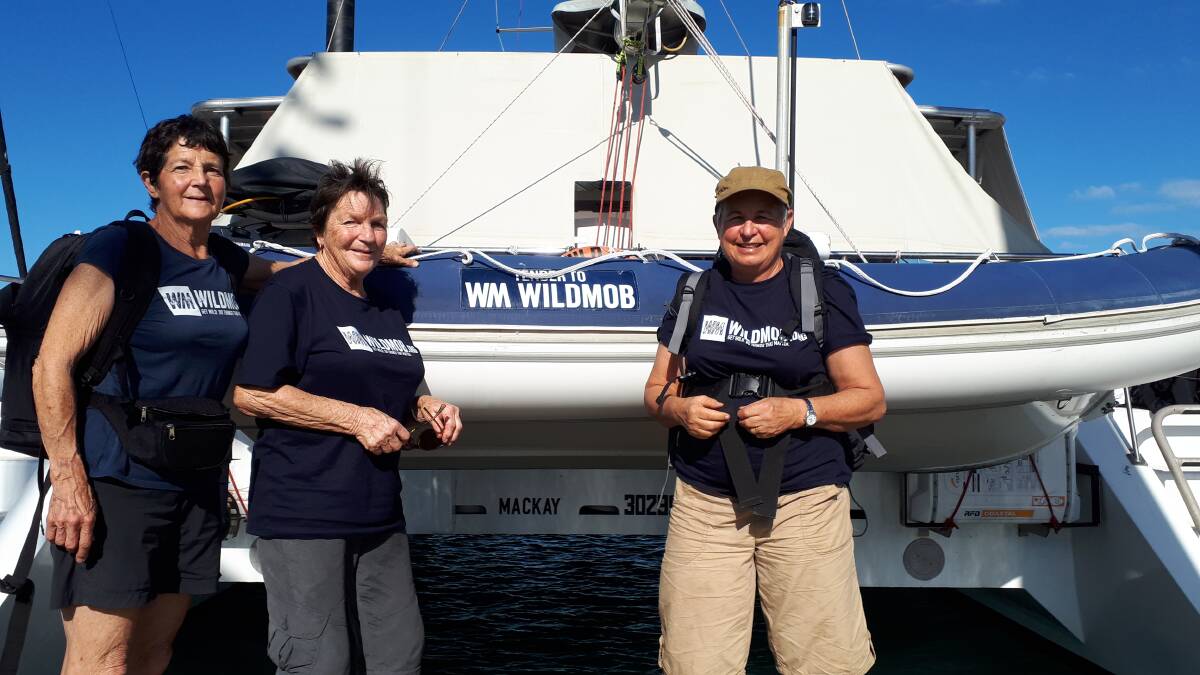 ADVENTURE WITH A PURPOSE: Ros Runciman,  Jann van der Meer and Marion Stuart on the Wildmob catamaran.