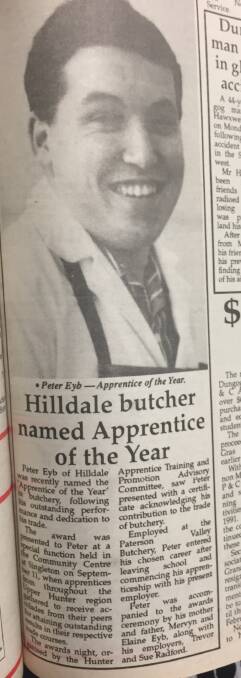 The Dungog Chronicle article from October 199 on Pete being named apprentice of the year.