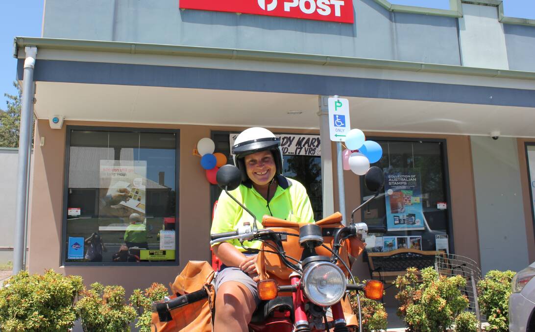 FAREWELL: Mary Flanagan, described as a "good natured, kind hearted country girl", outside Clarence Town Post Office on her last day as the local postie. Picture: Michelle Mexon