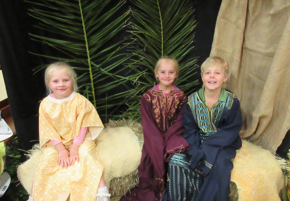 Christmas photo: The little members of the Watkins family taking the opportunity to dress the part at last year's display. Families are invited to dress up in the provided costumes for a different style photo and to view the collection of nativities.