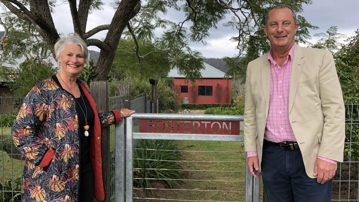ARTS FUNDING: Philippa Graham at the Fosterton venue which will host “Sculputre on the Farm” later this year with State Member Michael Johnsen MP who has announced it is one of two local projects to each receive a $20,000 grant.