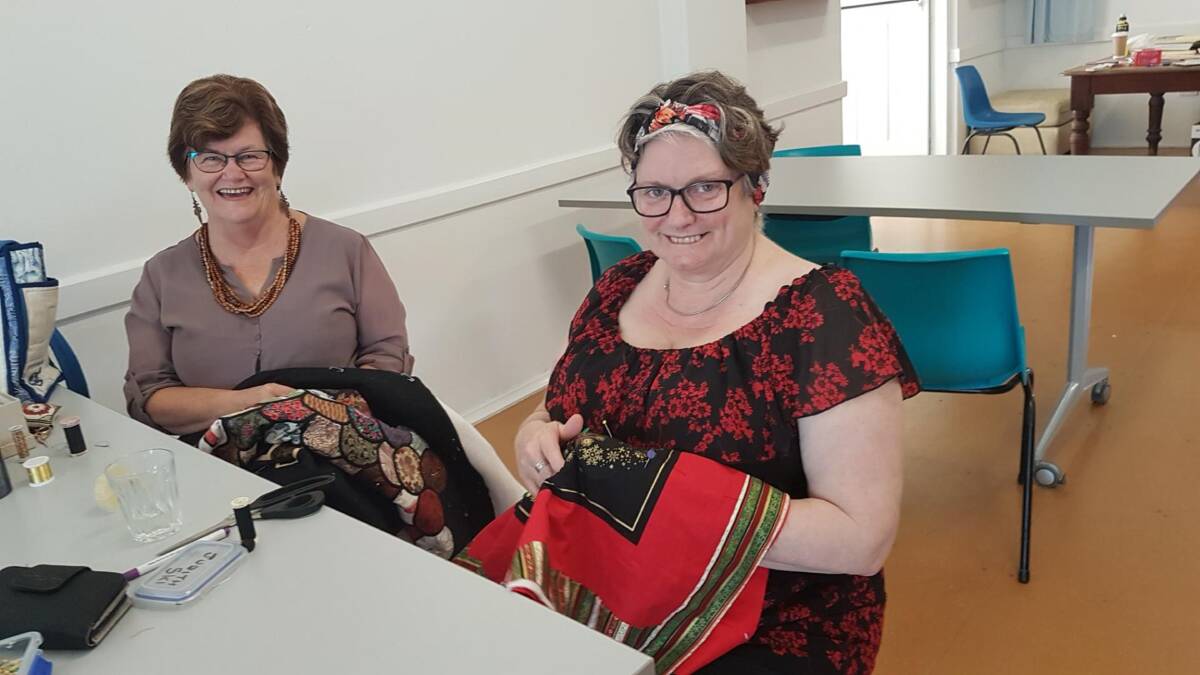 Crafty: Pictured at left are Helen Scotts and Judith Skimmings in the CWA Hall for the Wednesday craft group.