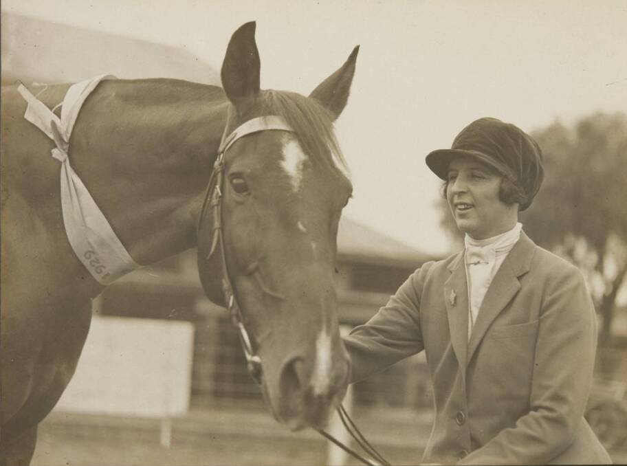 Steed: Emilie Roach pictured with her mount Dungog (wearing a winner's ribbon) in 1929. Photo: National Museum of Australia http://collectionsearch.nma.gov.au/object/57332